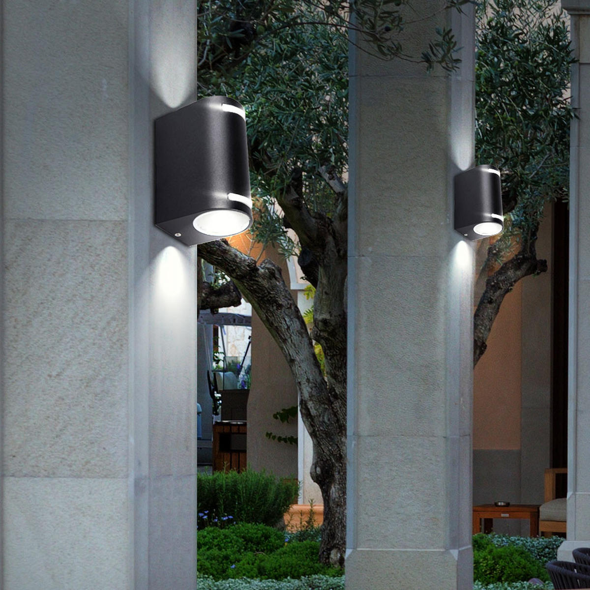 AUSSEN-WANDLEUCHTE Aluminium Schwarz - Schwarz, Metall (7/15/9.5cm)