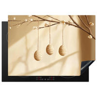 HERDABDECKPLATTE Beige - Osterkuchen - Eier Herdabdeckung Induktionsfeld 75x52 cm - Beige, Kunststoff (75/52/0.2cm) - MuchoWow