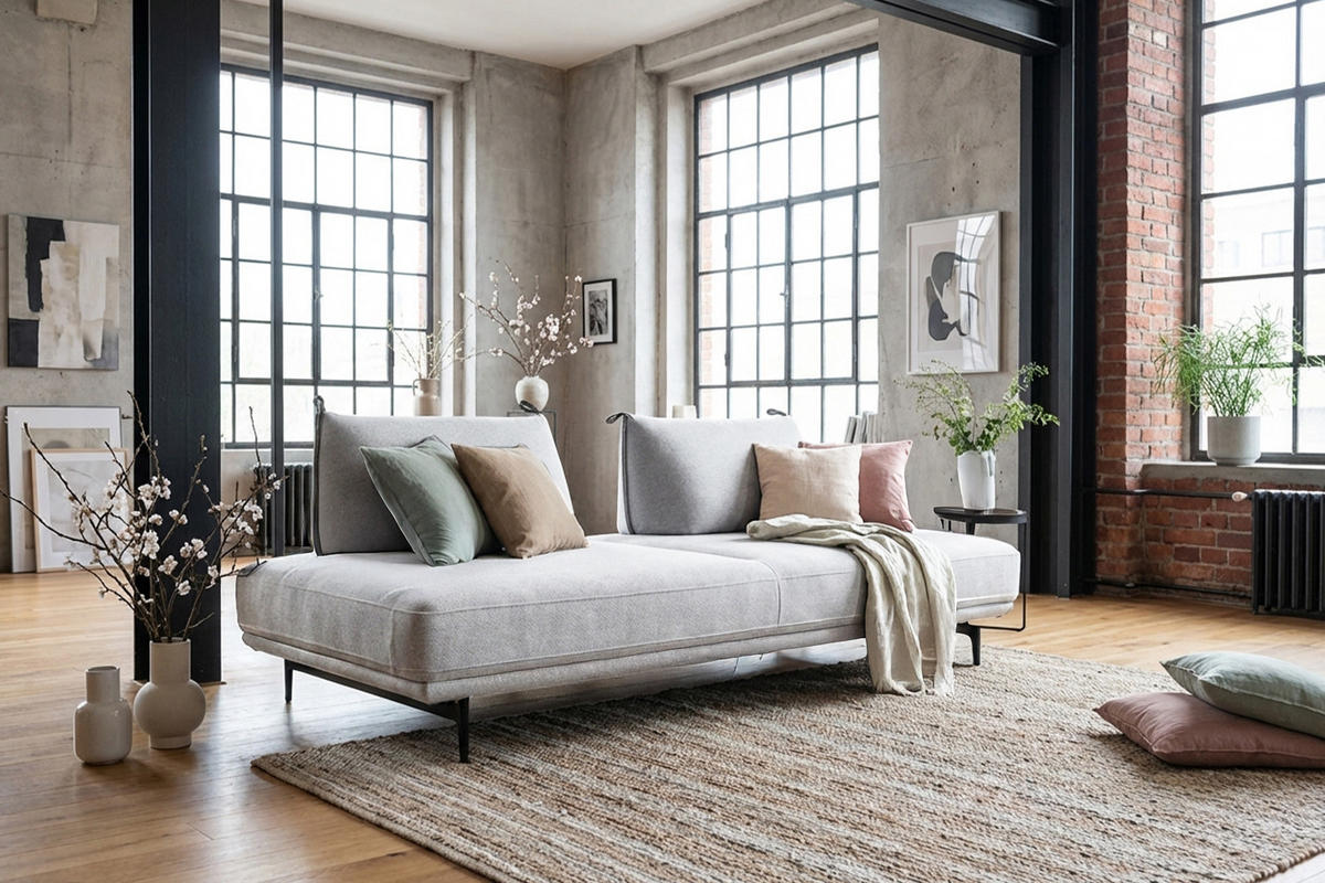 SCHLAFSOFA CANE Grau Webstoff - Schwarz/Grau, Textil/Metall (210/80/100cm) - KAWOLA