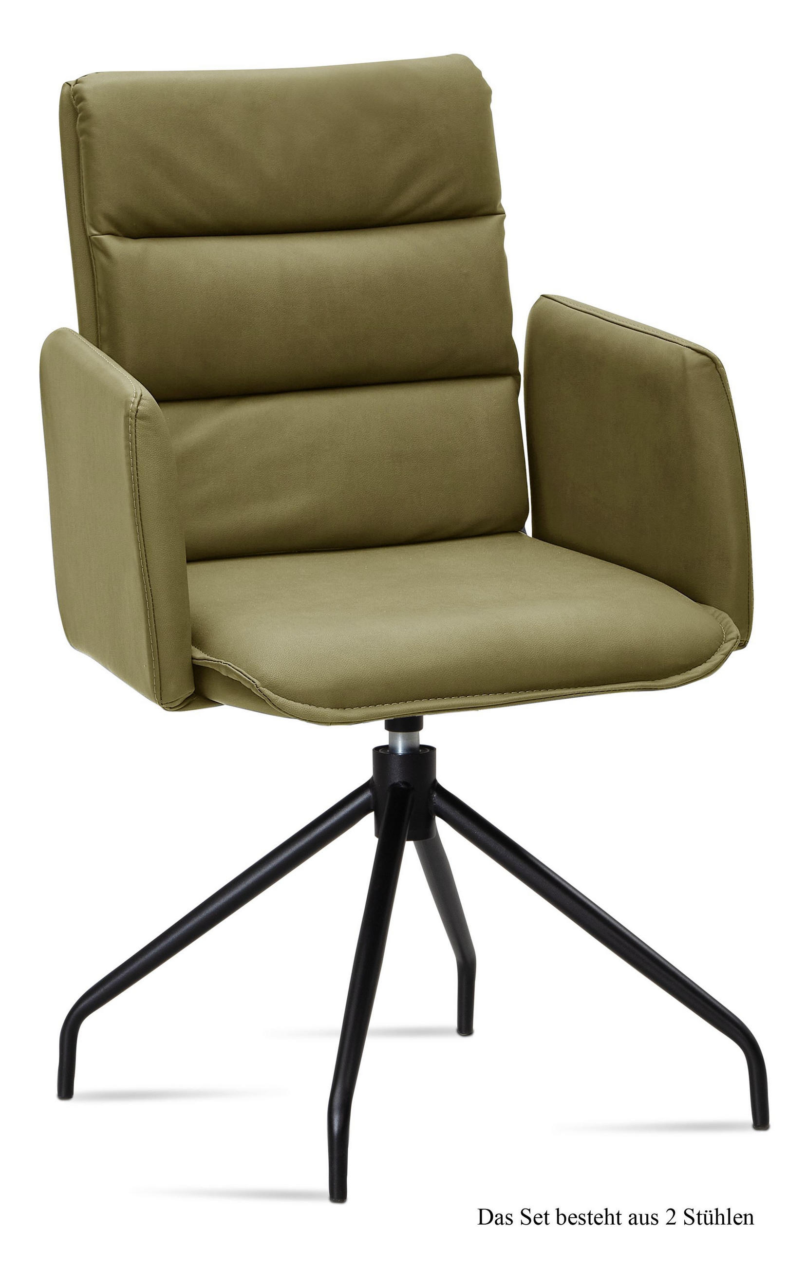 ARMLEHNSTUHL drehbar (2er-Set) Donica 52x92x60 Schwarz/Olivgrün - Schwarz/Olivgrün, Kunststoff (60/92/52cm) - 58aufmkessel