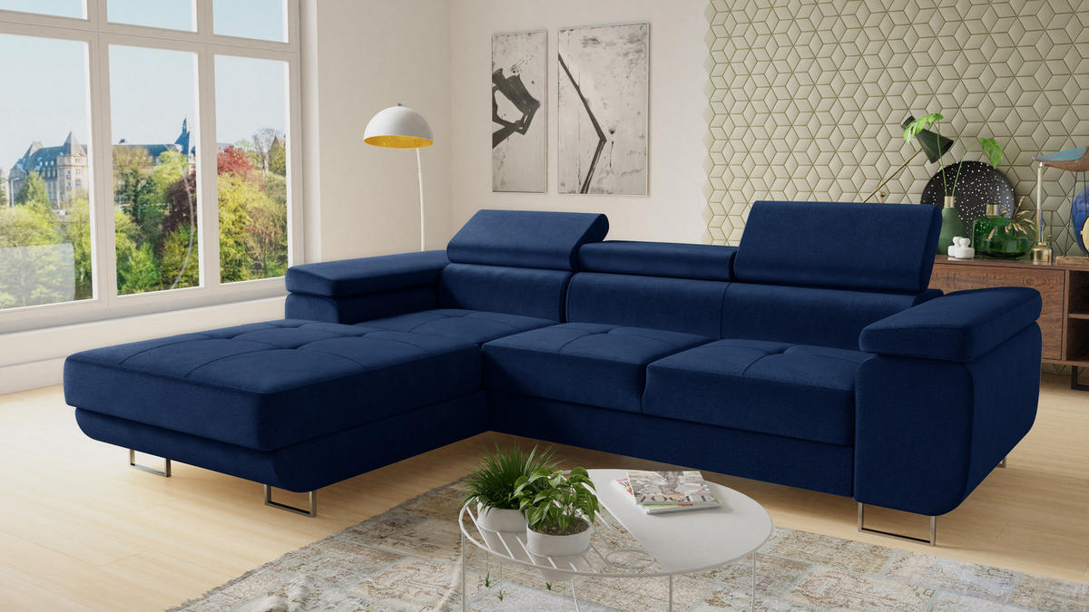 ECKSOFA Divo, Seite: Links - Blau, Holz/Textil (282/204cm) - Sofnet