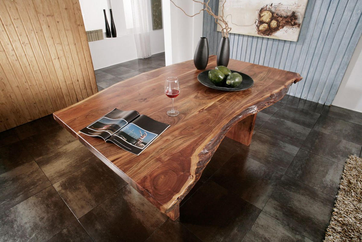BAUMTISCH Akazie 170x110x78 walnuss lackiert FREEFORM #101 - Dunkelbraun, Holz (170/110/78cm) - Massivmoebel24