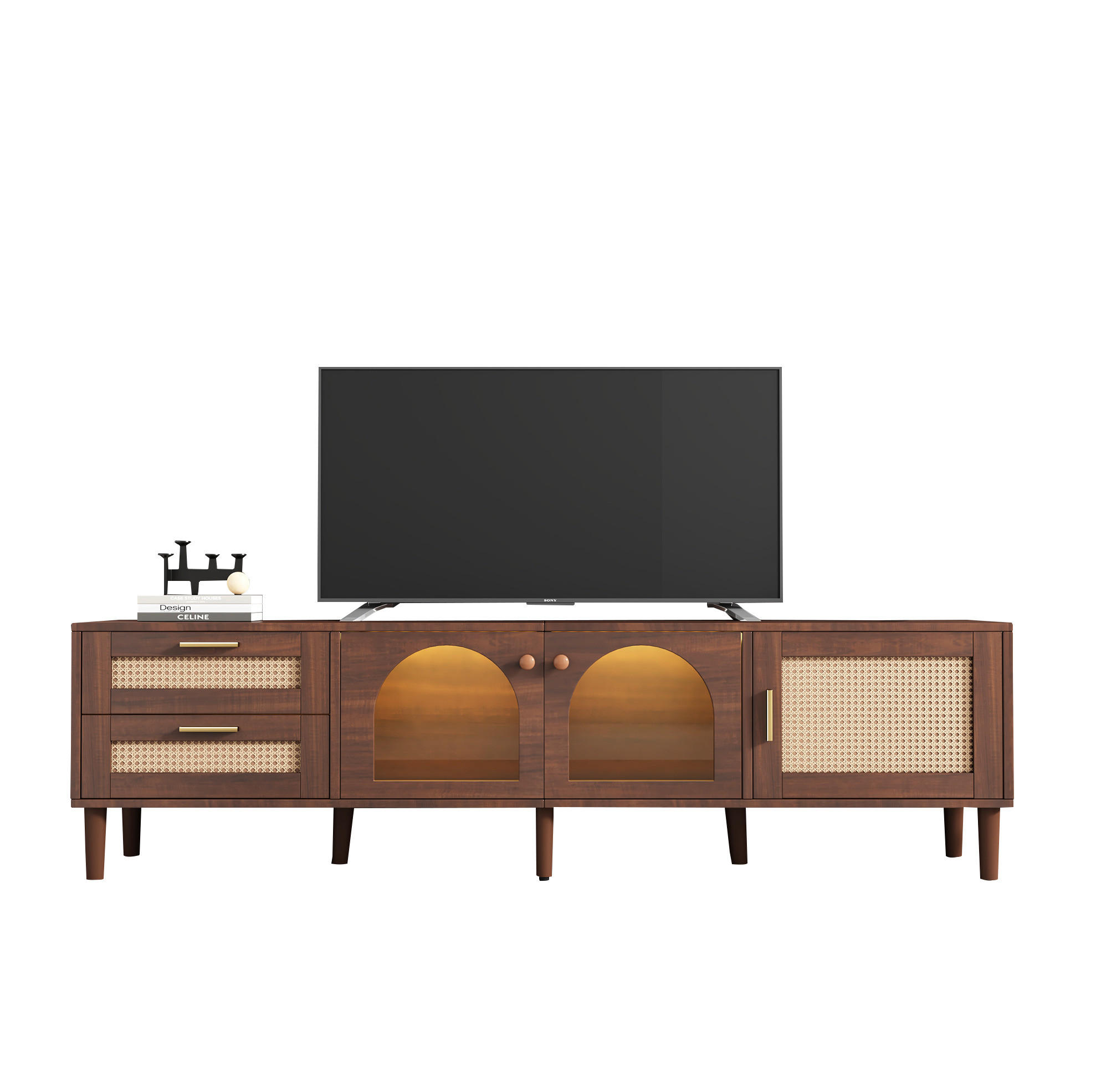 LOWBOARD 180/40/50 cm Braun aus Spanplatte mit LED-Beleuchtung - Braun, Holzwerkstoff (40/50/180cm) - OKMYHOME