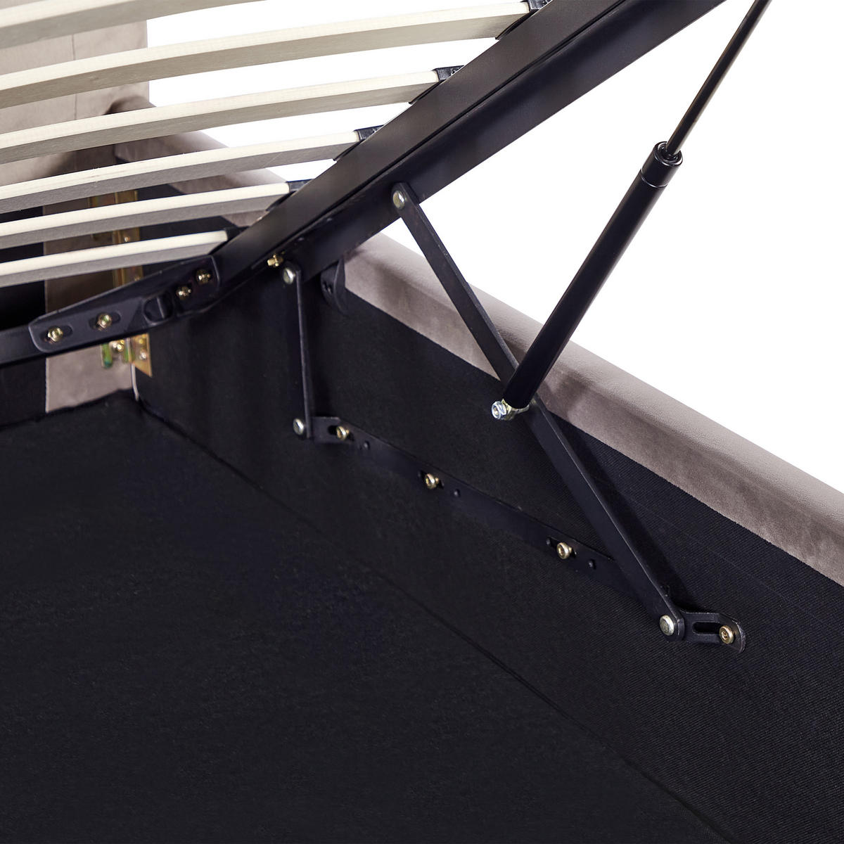 BETT mit Stauraum 140/200 cm Taupe Amiens - Taupe, Textil (140/200cm) - Beliani