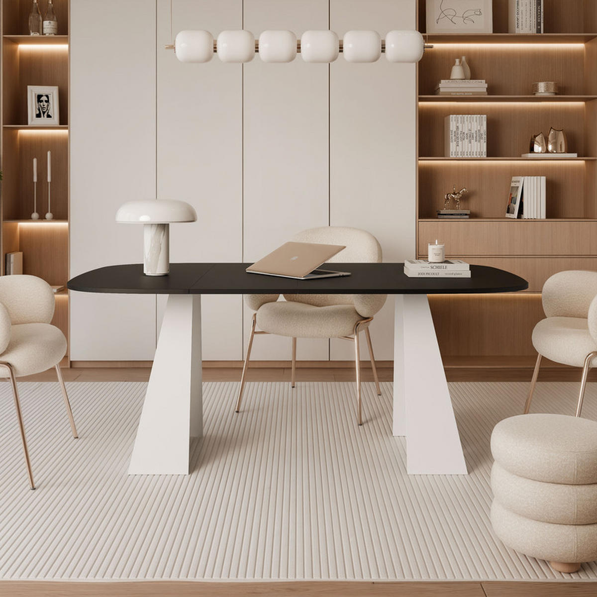 AUSZIEHTISCH ZELO 120/60/76 cm, Weiß / Schwarz - Schwarz/Weiß, Holzwerkstoff/Metall (60/120/76cm) - Idohome