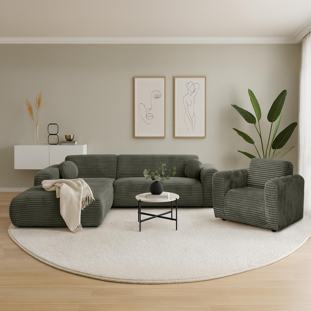 ECKSOFA Puerto, ohne Schlaffunktion, Dunkelgrün, links - Dunkelgrün/Schwarz, Textil (269/170cm) - Beautysofa
