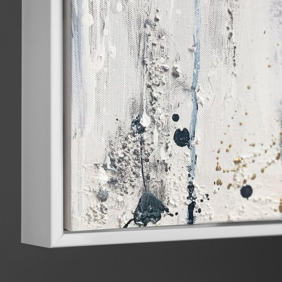GEMÄLDE Tanz der Spritzer Schattenfugenrahmen Weiß 120x80 cm - Weiß, Holz (120/80cm) - YS-art gallery