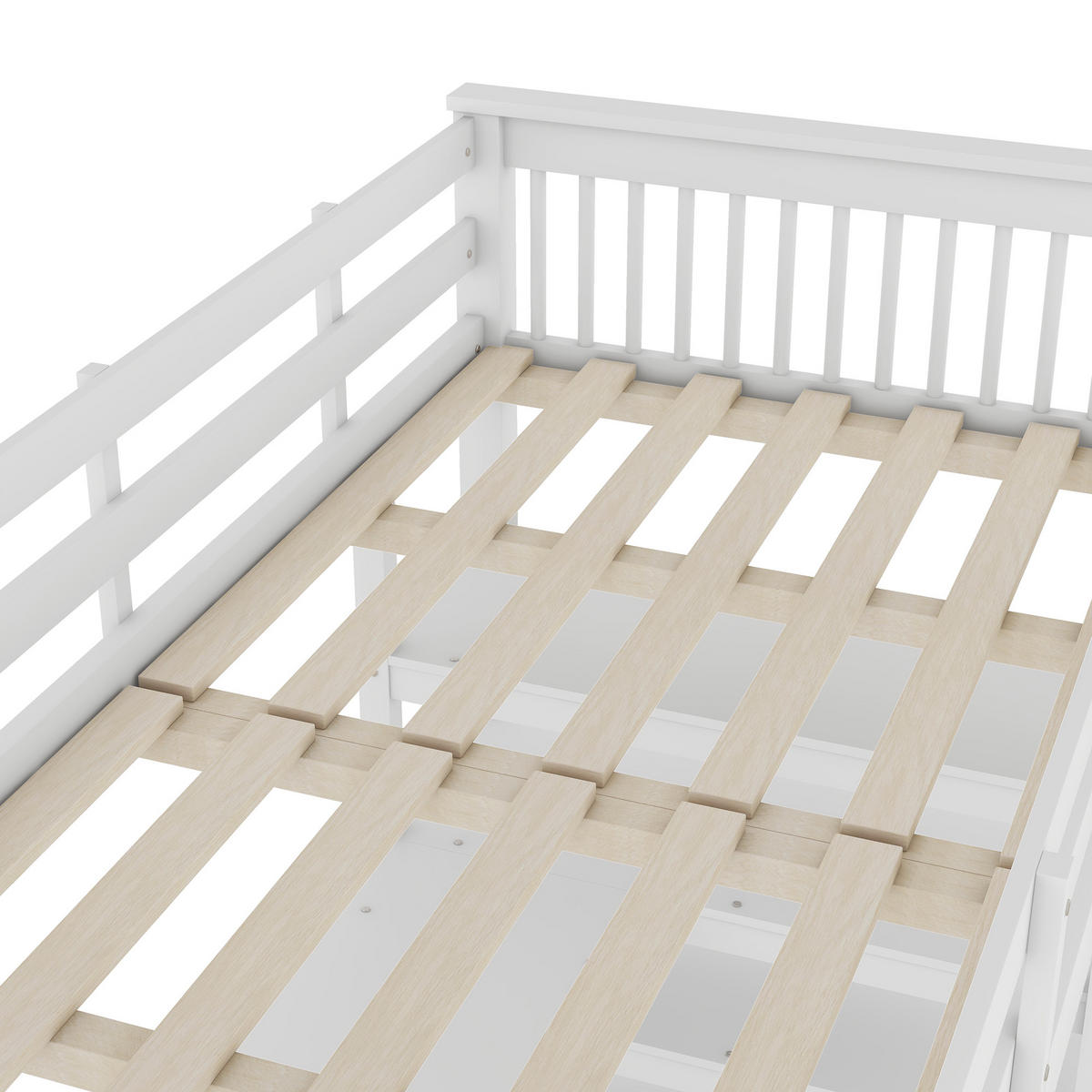 HOCHBETT 90x200cm Weiß Kinderhochbett Ablagefächer Schreibtisch - Weiß, Holz (90/200cm) - FLIEKS