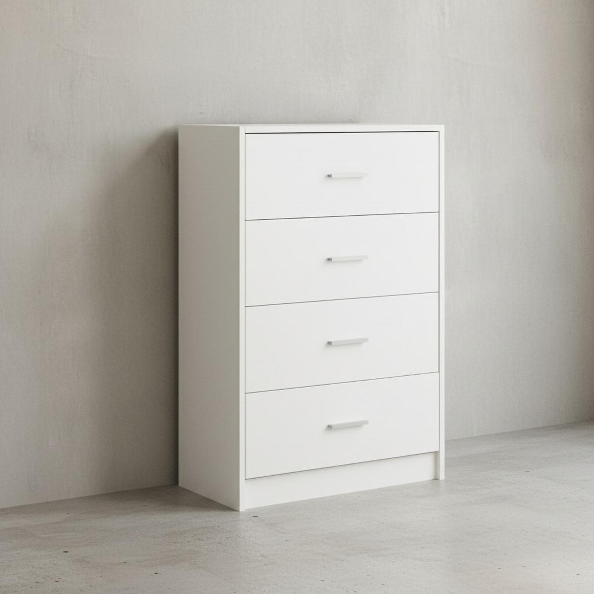 KOMMODE – Hochglanz, 4 Schubladen - Weiß, Holz/Metall (60/90/30cm) - KADIMA DESIGN