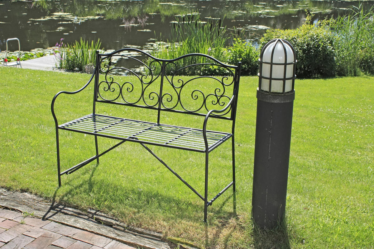 GARTENBANK Rupert Terrassenbank - Schwarz, Metall (106/92/43cm) - DELUKE