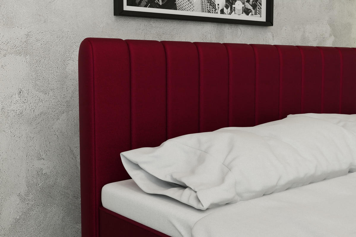 BOXBETT AVALON 180 x 200 cm mit Bettkasten und Topper - Rot - Rot, Holz - Panda Möbel