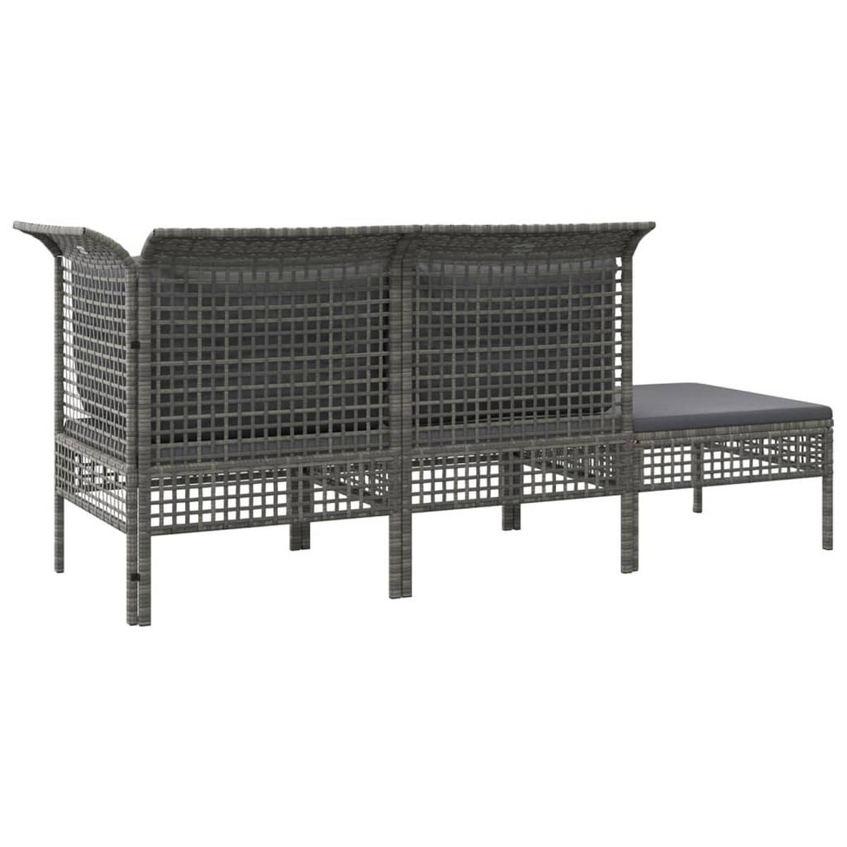 GARTEN-LOUNGE-SET 3-teilig Mit Kissen Grau Poly Rattan - Grau, Kunststoff - vidaXL