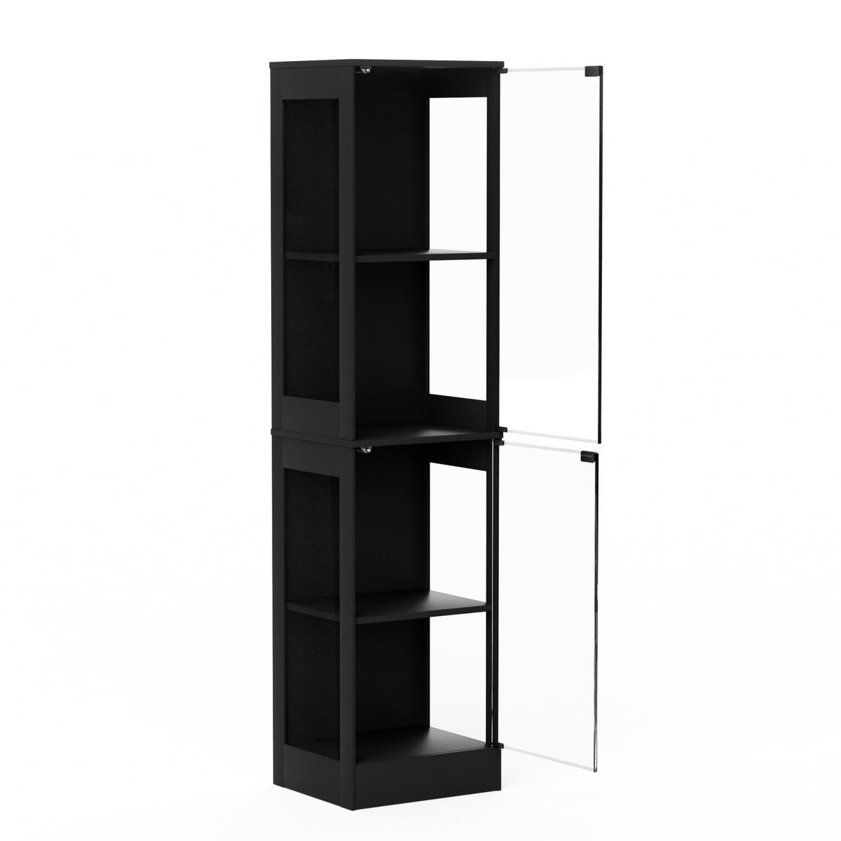 VITRINE mit LED-Beleuchtung 40 x 35 x 165 cm Acacia Wood - Schwarz, Holzwerkstoff (35/165/40cm) - Beauniv