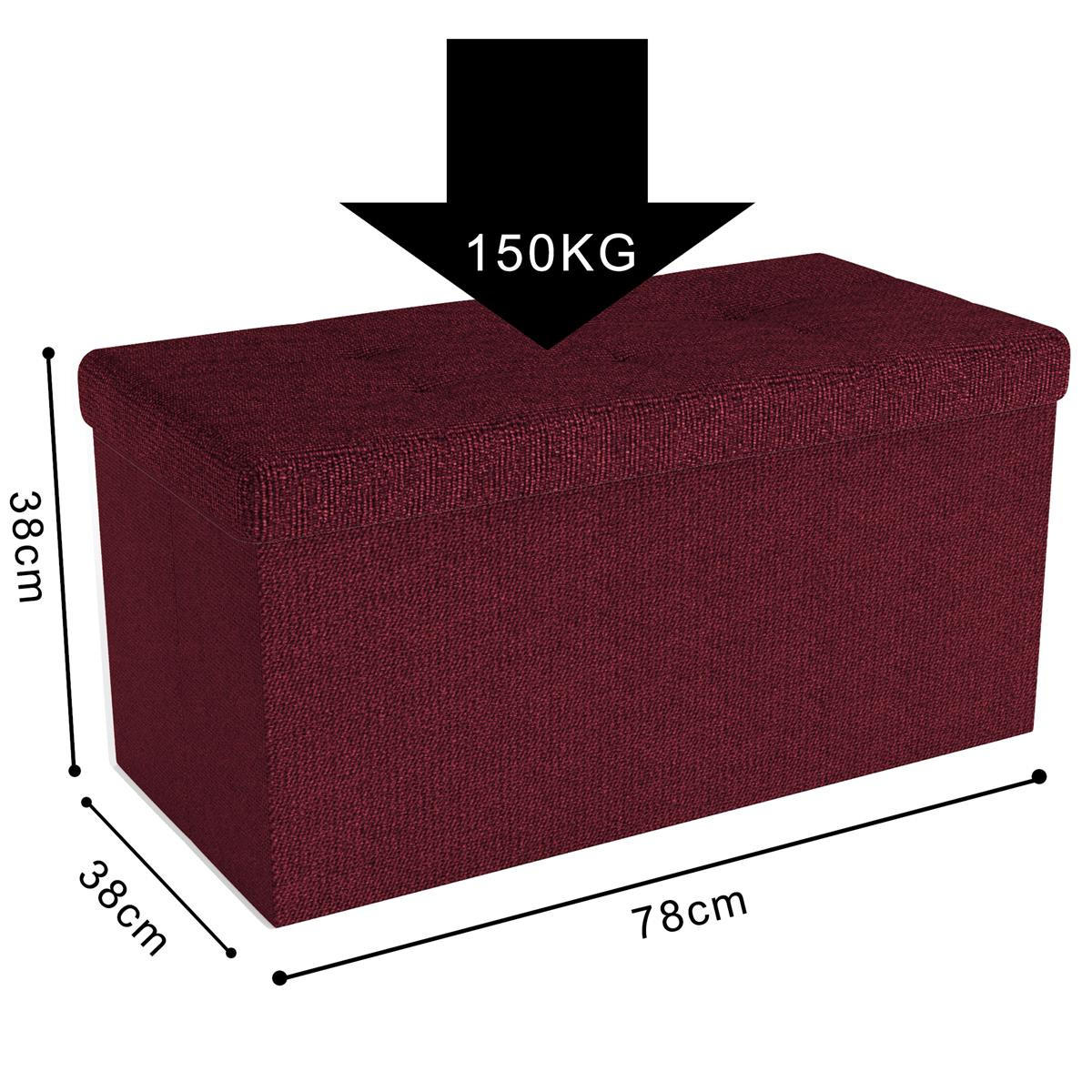 SITZTRUHE Faltbar 76/38/38 cm (Rot) - Bordeaux, Textil (38/38/76cm) - Intirilife