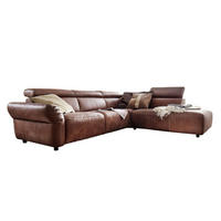 ECKSOFA MIT MOTORISCHER SITZTIEFENVERS. RISO Braun Leder - Dunkelbraun/Schwarz, Leder (263/240cm) - KAWOLA