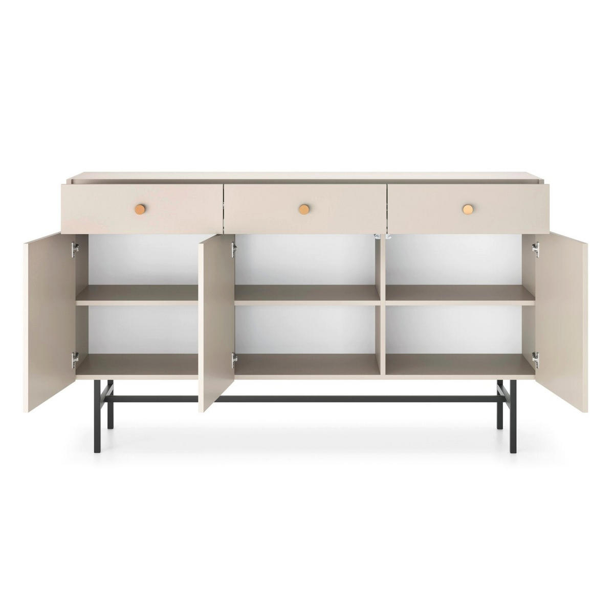 KOMODA Divenos greige 155 cm - černá/zlatá, kov/kompozitní dřevo (155/89.4/39cm) - Selsey