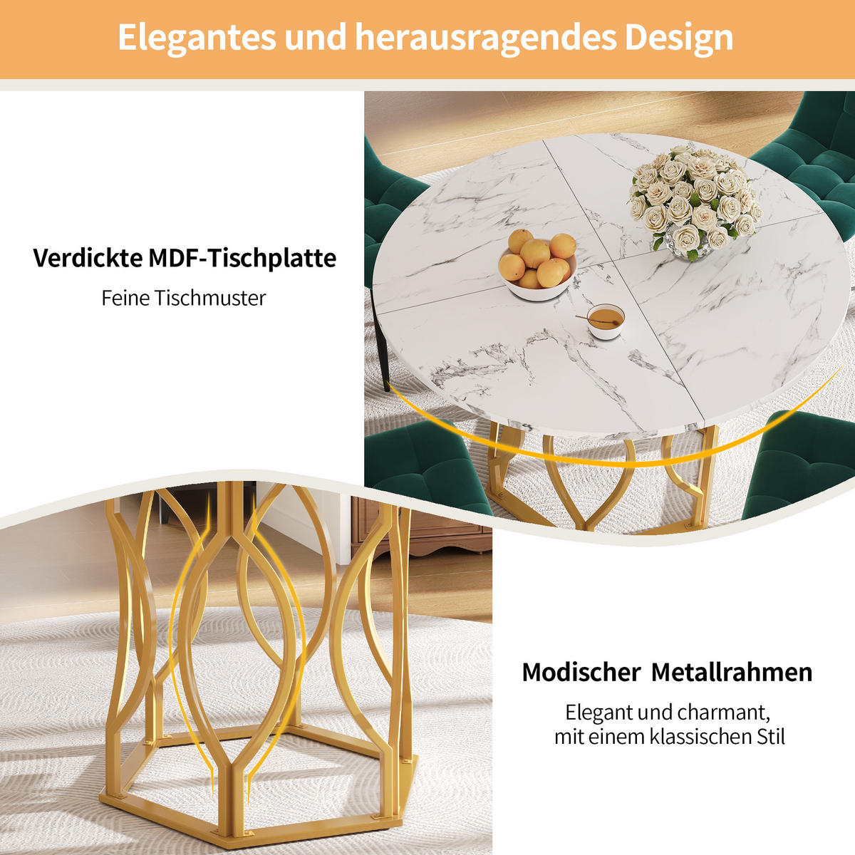 ESSTISCH Goldfarben 100/100/76 cm - Goldfarben, Holz (100/100/76cm) - PANGIVO