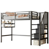 HOCHBETT 90/200 cm in Schwarz – mit Stauraumleiter und Regalfächern - Schwarz, Metall (90/200cm) - BEAOK