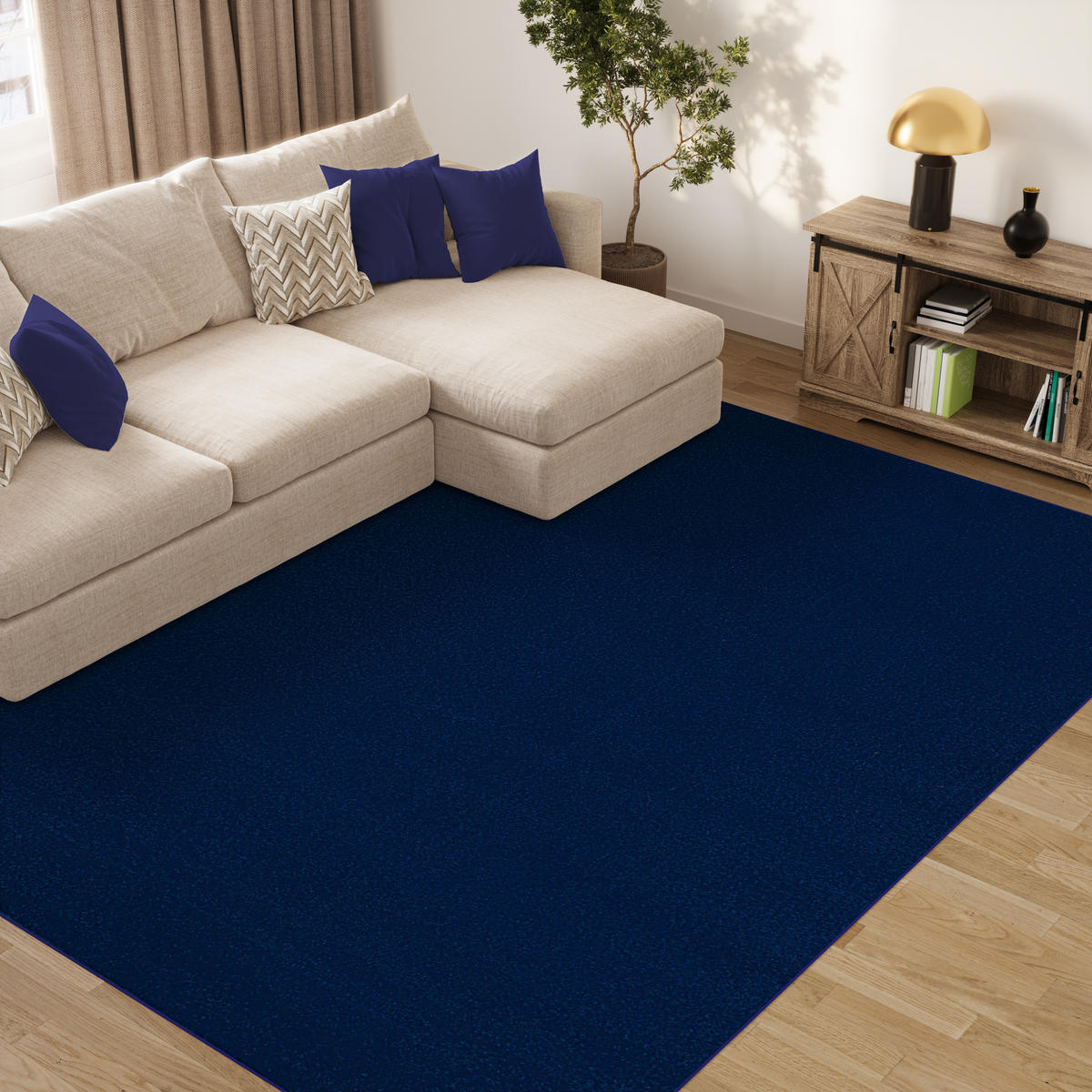 TEPPICH Mono Dunkelblau 180/250 cm - Dunkelblau, Kunststoff (180/250cm) - Tapiso