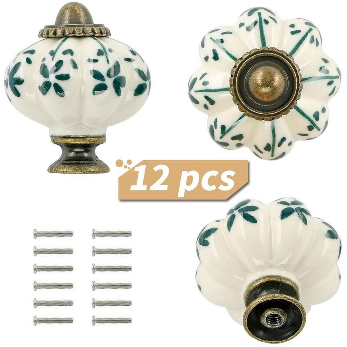 SCHRANKKNOPF Keramik 12er-Set - Schwarz, Metall (0.5/1/4.5cm)