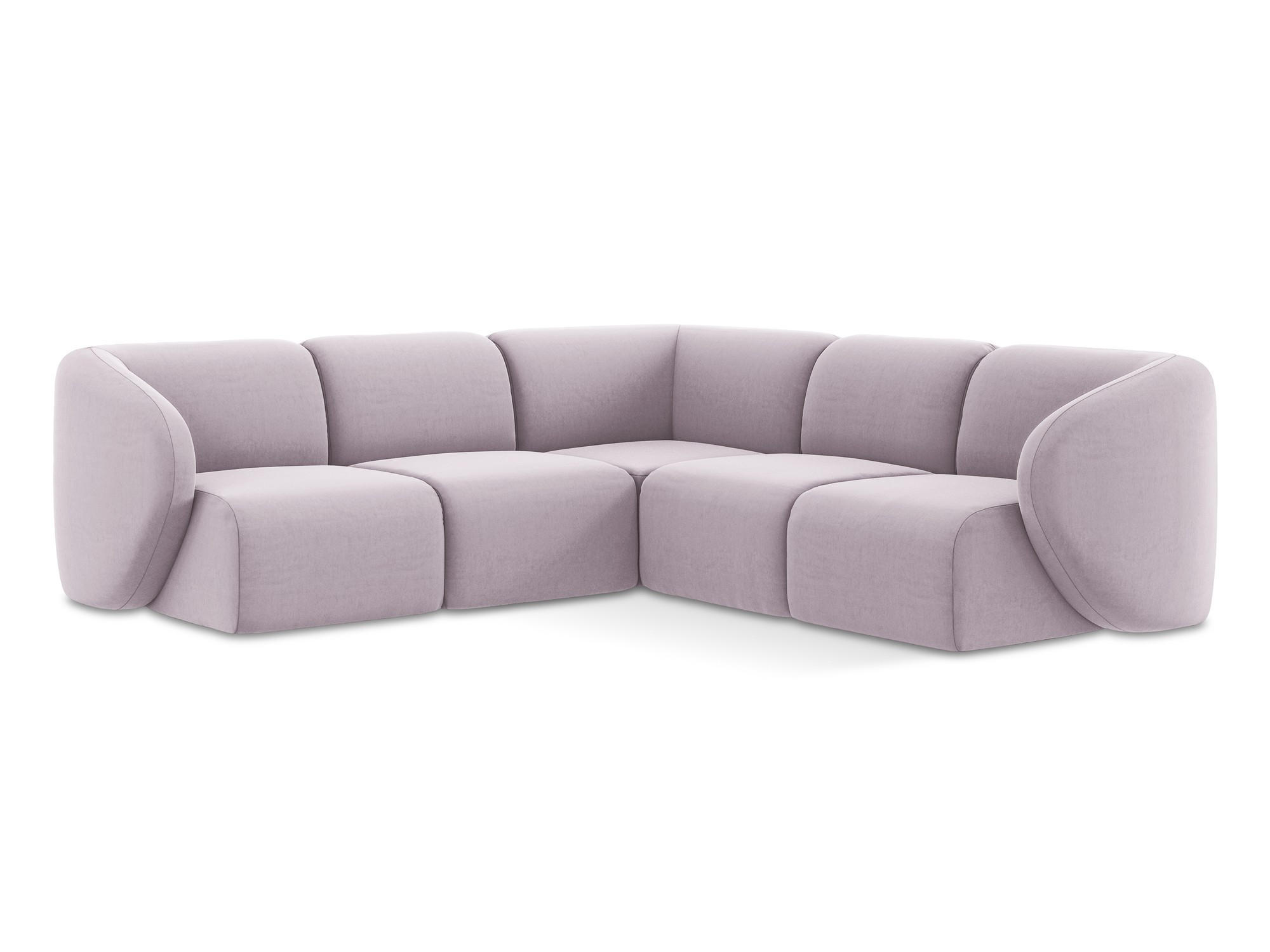 ECKSOFA Samt Stoff Violett - Flieder/Schwarz, Holzwerkstoff/Kunststoff (251/251cm) - Makamii