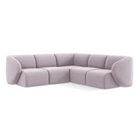 ECKSOFA Samt Stoff Violett - Flieder/Schwarz, Holzwerkstoff/Kunststoff (251/251cm) - Makamii