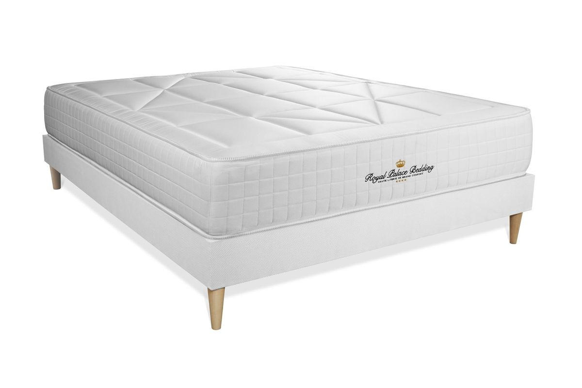 BETT Windsor Taschenfederkern und Memory-Schaum 180 x 220 cm h1 - Kit Bettgestell Weiß - Beige/Weiß, Karton/Holz (180/220cm) - ROYAL PALACE BEDDING