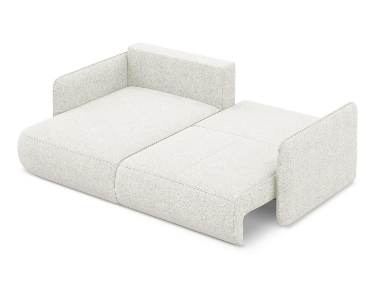 ECKSOFA mit Schlaffunktion Chenille Stoff Weiß - Schwarz/Weiß, Kunststoff/Textil (148/207cm) - Makamii
