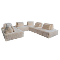 MODULSOFA WIOLO SOFT 6 MODULE 6 KISSEN Cremeweiß Cord - Creme/Schwarz, Kunststoff/Textil (333/84/333cm) - KAWOLA
