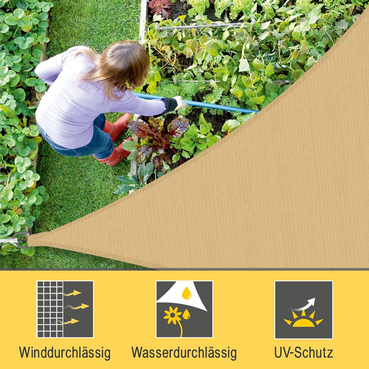 SONNENSEGEL SolVision HS9 300x300x300cm dreieckig Sand HDPE - Sandfarben, Kunststoff (300/300cm) - Sol Royal