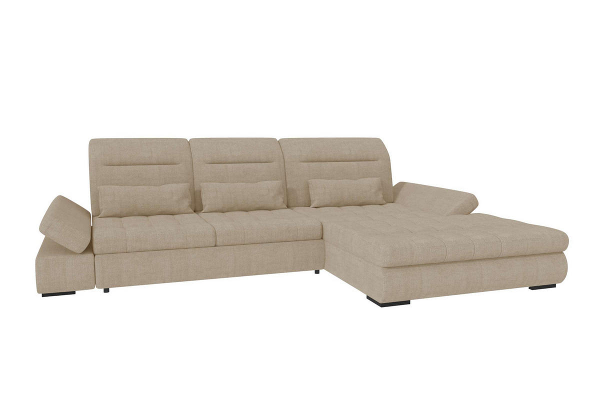 ECKSOFA Toscana Plus Velours inkl. Schlaffunktion - Creme, Textil (300/179cm) - 99rooms