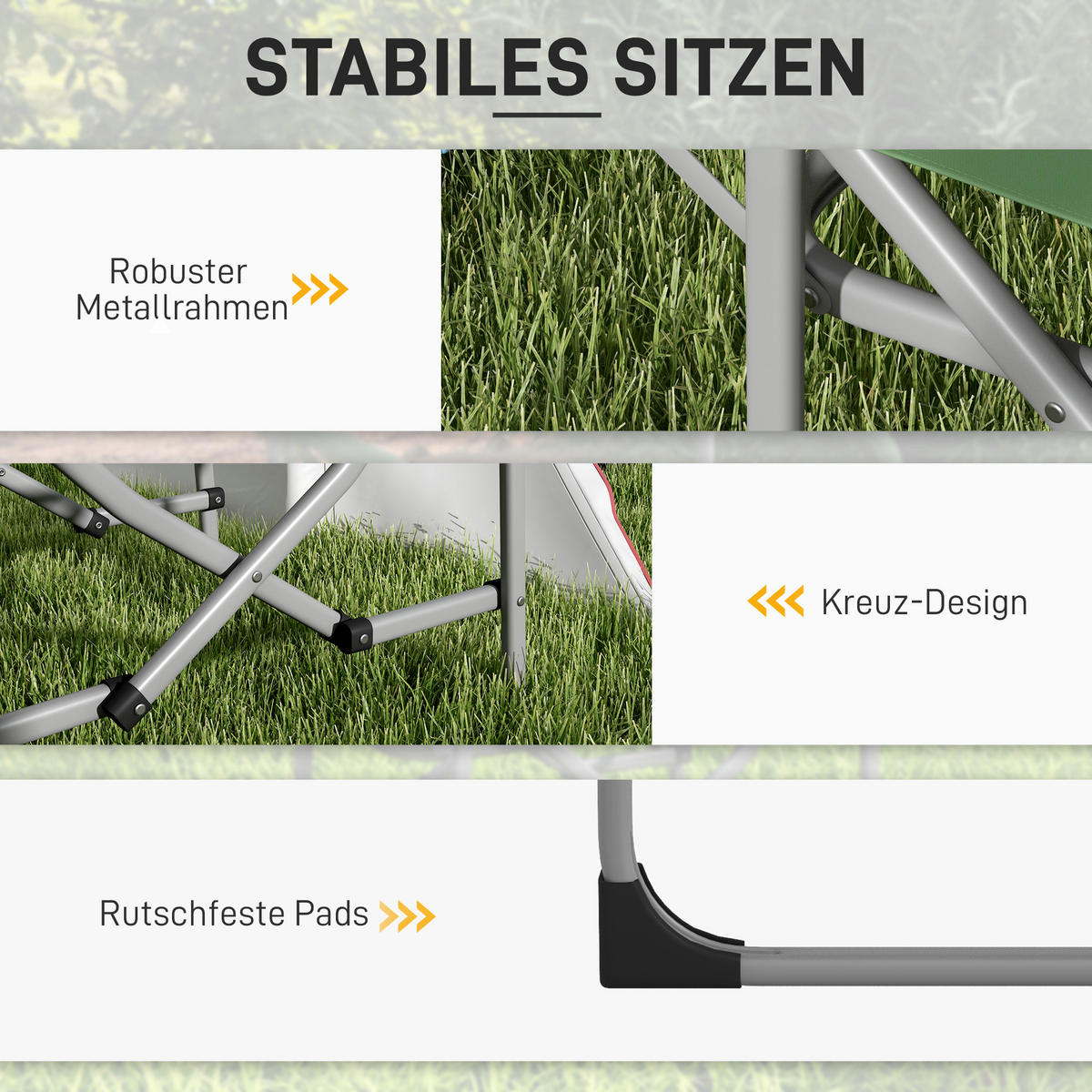REGIESTUHL, Oxford, Grün, 81L x 51B x 87H cm - Grün, Metall (51/87/81cm) - Outsunny