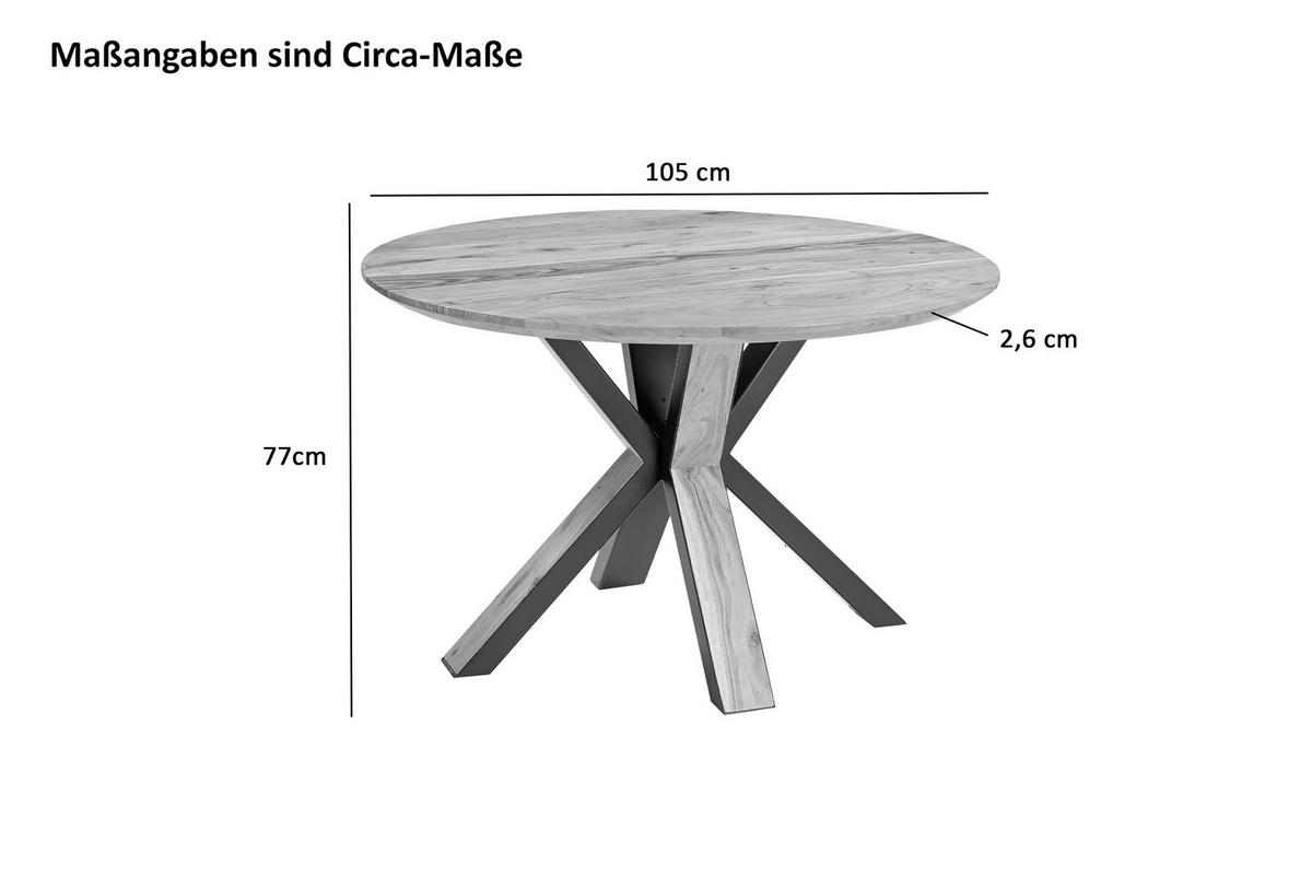 ESSTISCH KIMBERLY - Beige/Schwarz, Holz/Metall (105/105/77cm) - SAM