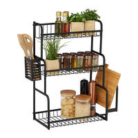 KÜCHENREGAL Arbeitsplatte - Schwarz, Metall (53/60.5/22cm) - Relaxdays