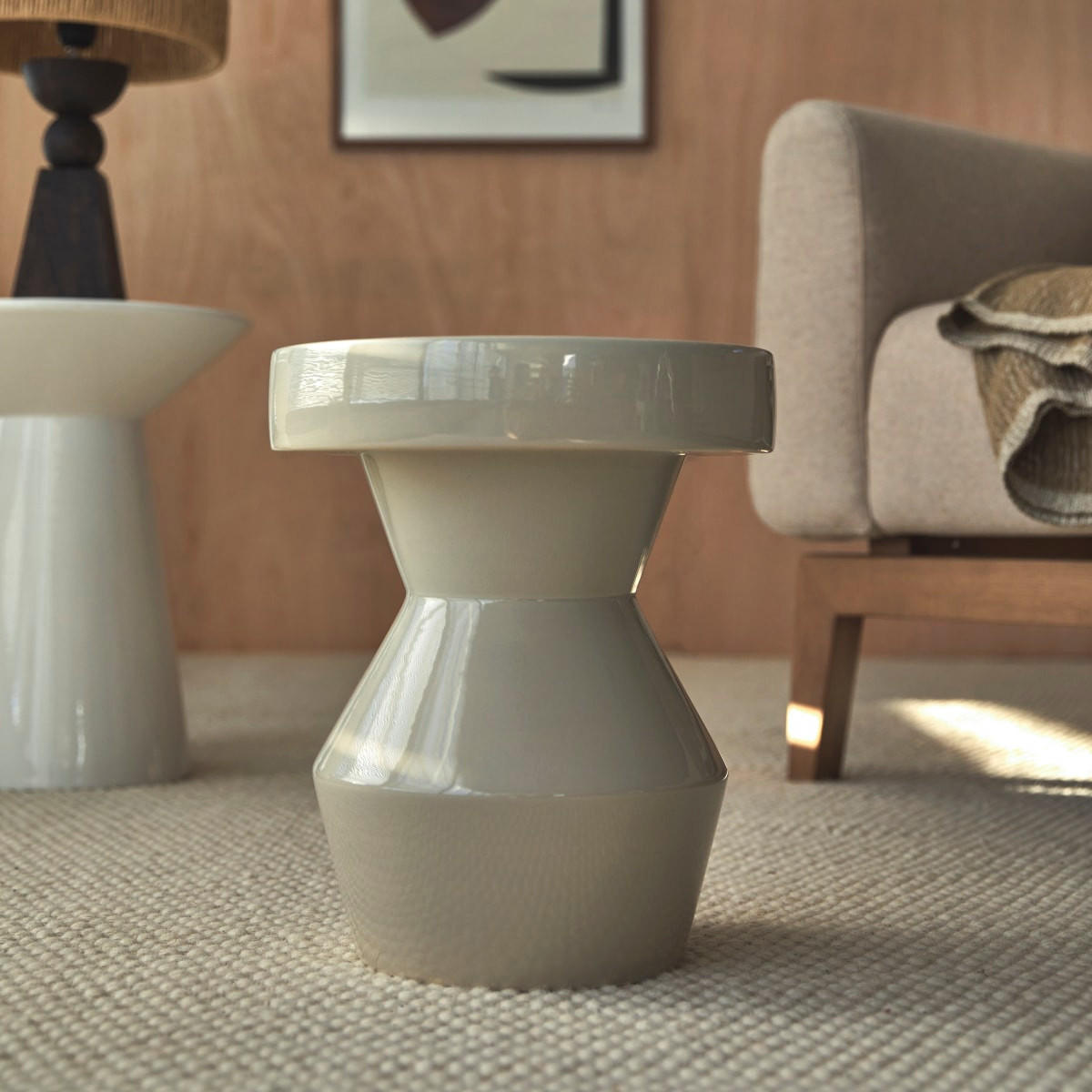 BEISTELLTISCH Sculptural Beige aus Keramik - Beige, Keramik (30/30/35cm) - Tikamoon