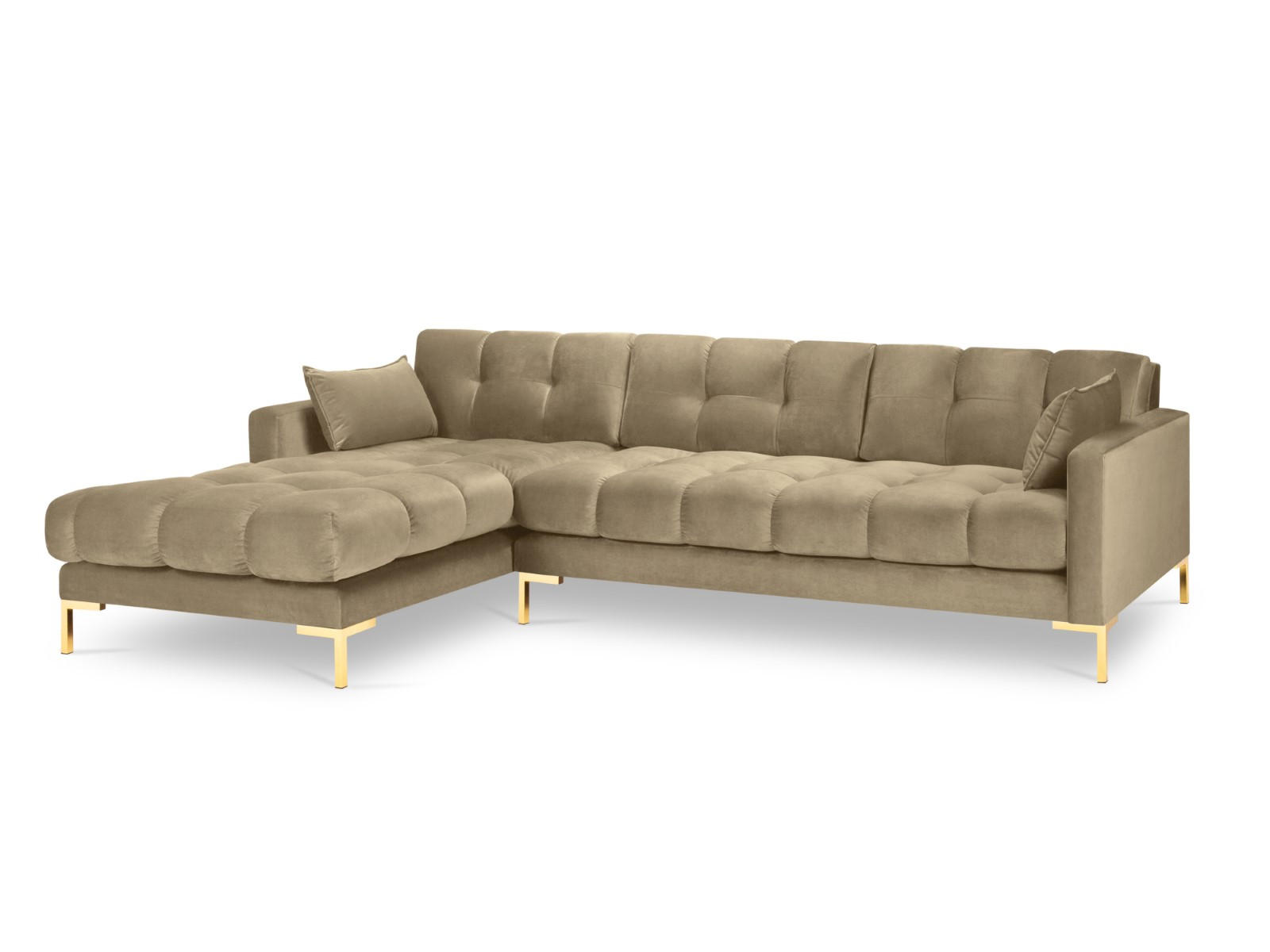 ECKSOFA links Mamaia aus Samt beige 5 Sitzplätze - Beige, Textil (185/293cm) - Micadoni