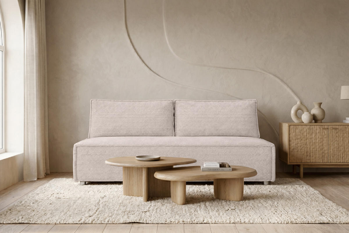 SCHLAFSOFA Mit Bettkasten DUO, Stoff Poso, Beige - Beige, Holz (198/89/90cm) - Kaiser Möbel