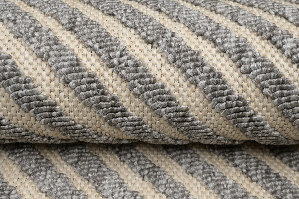 TEPPICH Grau In-Outdoor Geometrisch - Kurzflor Rechteckig - 200 x 300 cm - Creme/Grau, Textil (200/300cm) - Mazovia
