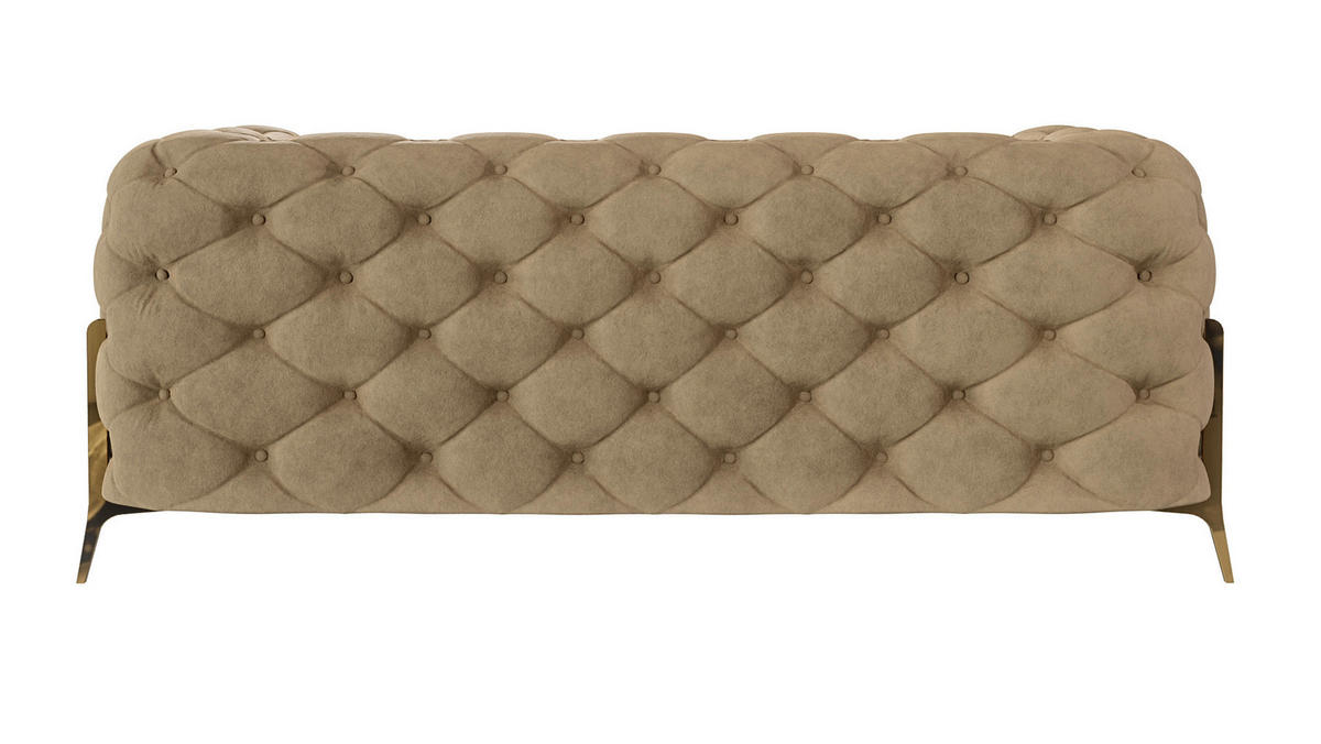 CHESTERFIELD-SOFA 2-Sitzer Lexi Beige Samt - Beige/Goldfarben, Holz/Textil (185/75/100cm) - S-Style Möbel