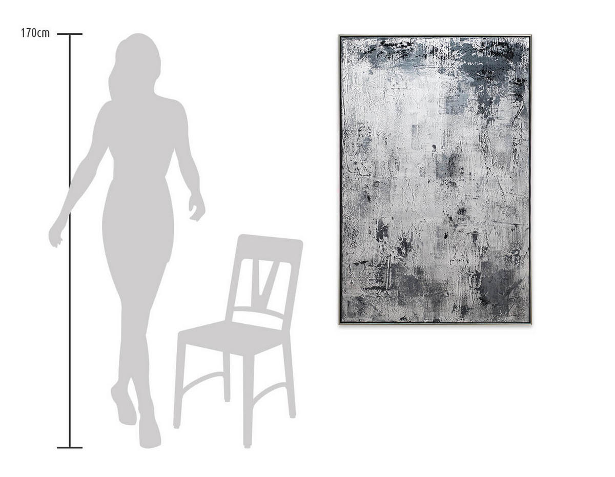 ACRYLBILD HANDGEMALT Grau 83/123 cm - Schwarz/Grau, Textil (83/123cm) - KUNSTLOFT