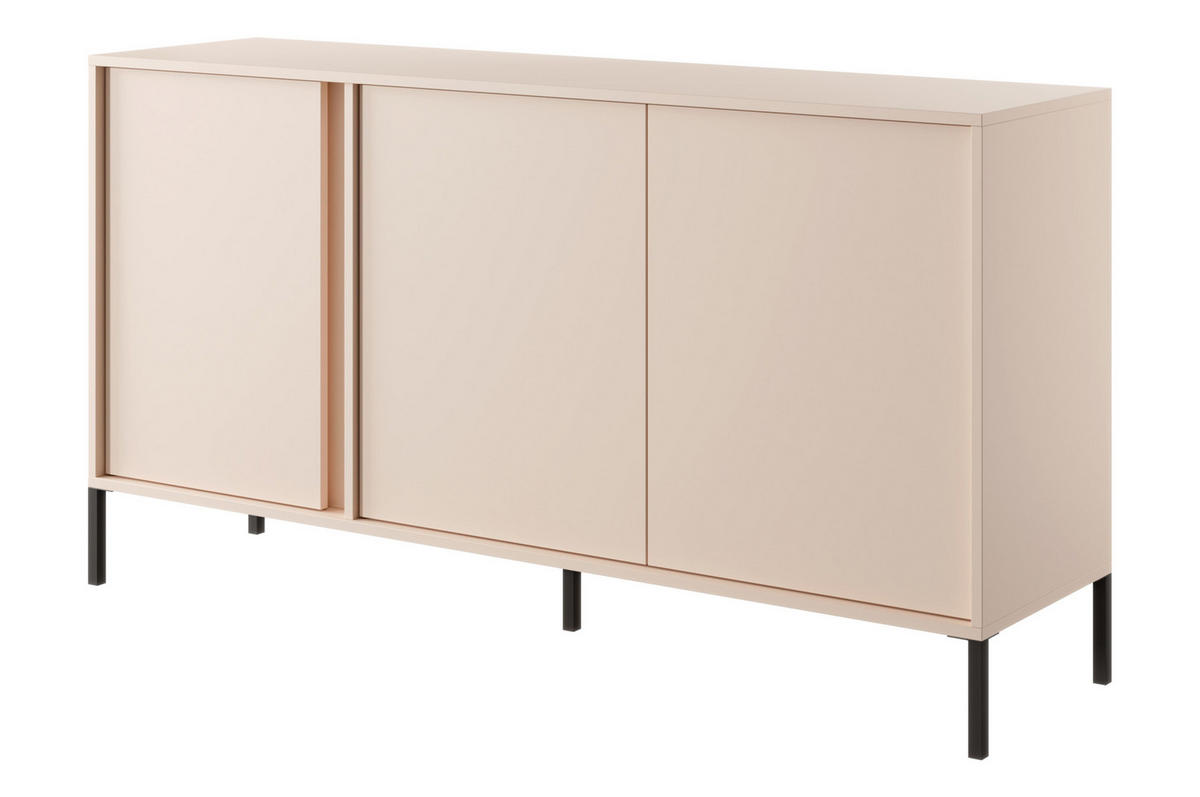 SIDEBOARD Piemontesia 3T Beige 153,1/81,4/39,5 cm – mit Push-to-Open-Funktion - Beige/Schwarz, Holzwerkstoff/Metall (153.1/81.4/39.5cm) - AX Living