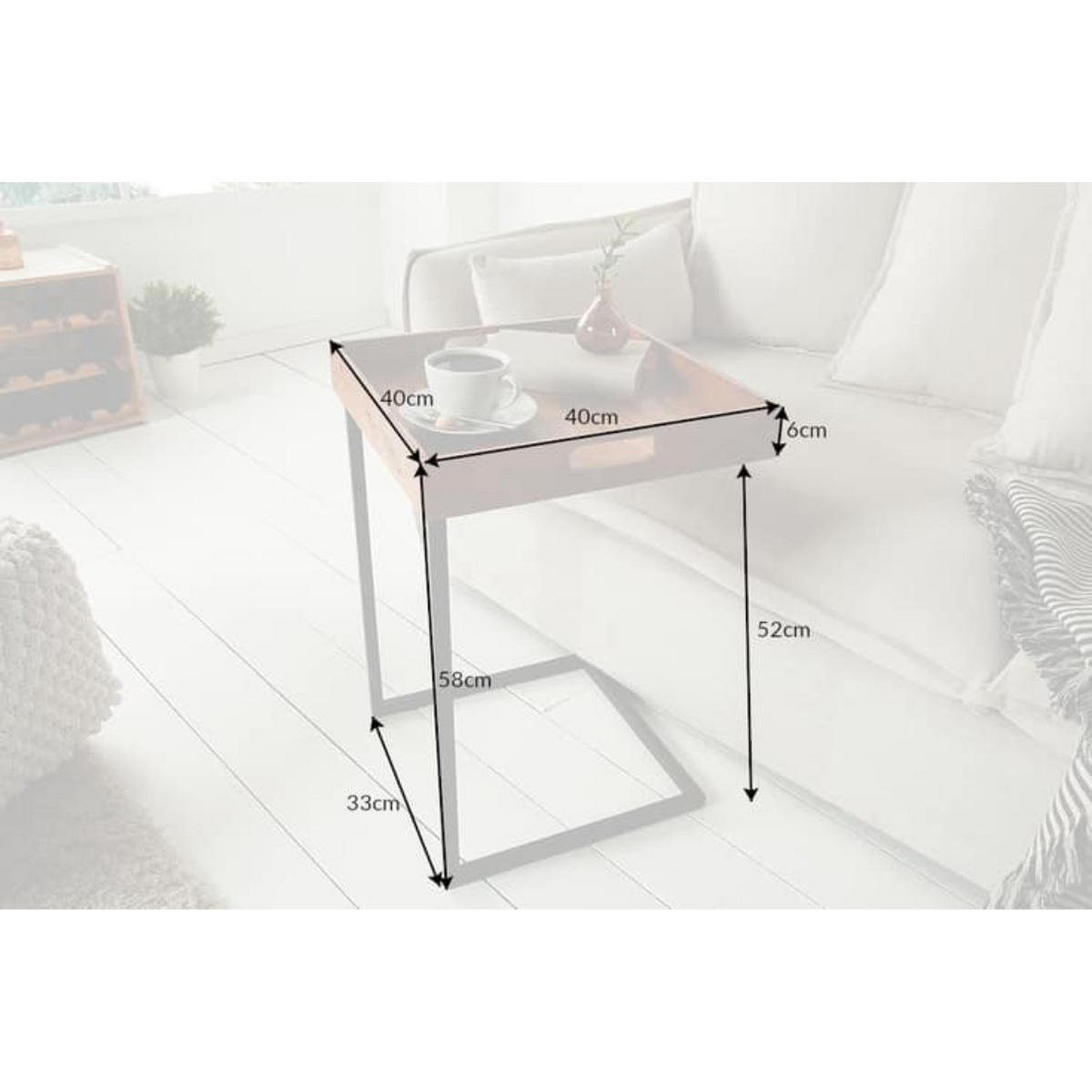 BEISTELLTISCH CIANO Akazie Schwarz 40cm - Schwarz/Braun, Holz/Metall (40/40/58cm) - riess-ambiente