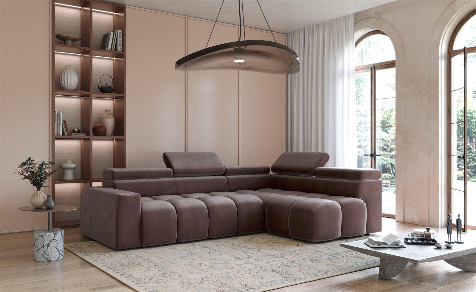 ECKSOFA Darcy - Braun, Holzwerkstoff/Textil (305/210cm) - Fun Möbel