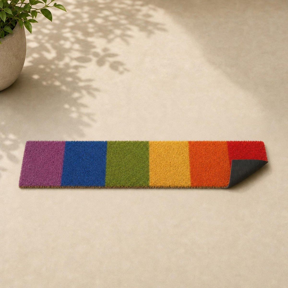 FUSSMATTE Bunt Kokosfaser rutschfest 75x25 cm - Multicolor, Kunststoff/Textil (75/25cm) - Relaxdays