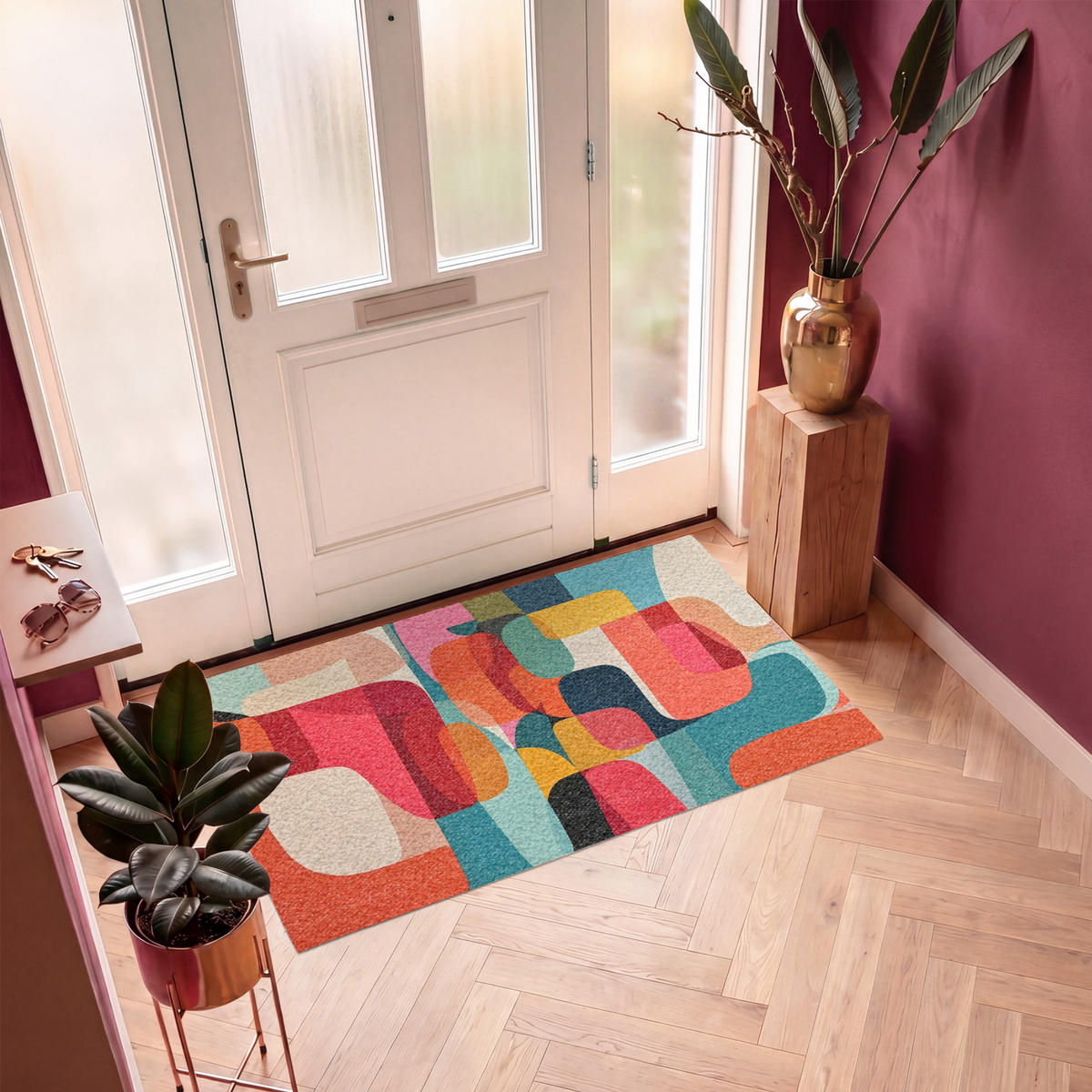 FUSSMATTE Formen - Bunt - Abstrakt - Flugzeuge Sauberlaufmatte 150x90 cm - Multicolor, Kunststoff (150/90cm) - MuchoWow