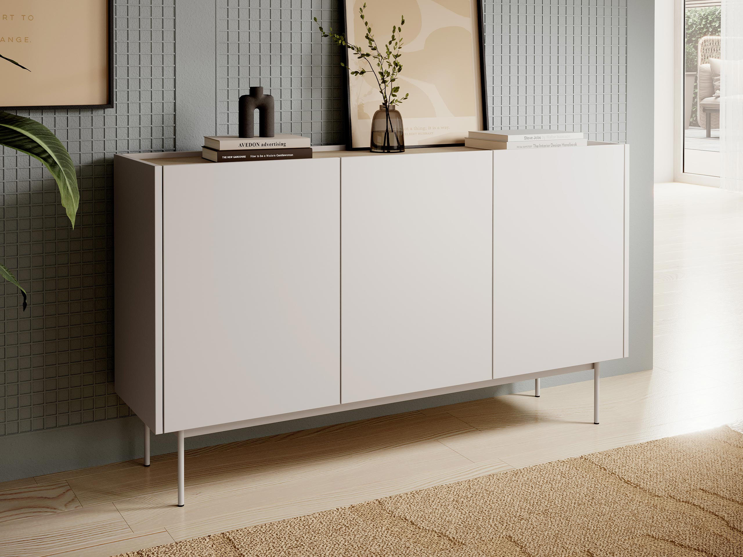 SIDEBOARD Color K144 - Creme, Holzwerkstoff/Metall (144/83/37cm) - MIRJAN24