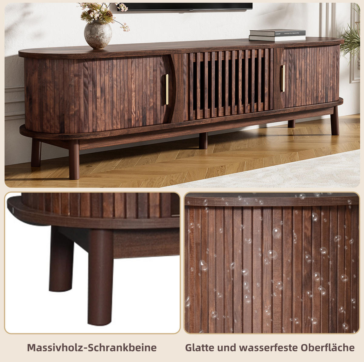 TV-ELEMENT mit Schiebetür und Klapptür 165 x 39,5 x 46 cm MDF Braun - Braun, Holzwerkstoff (39.5/46/165cm) - Beauniv