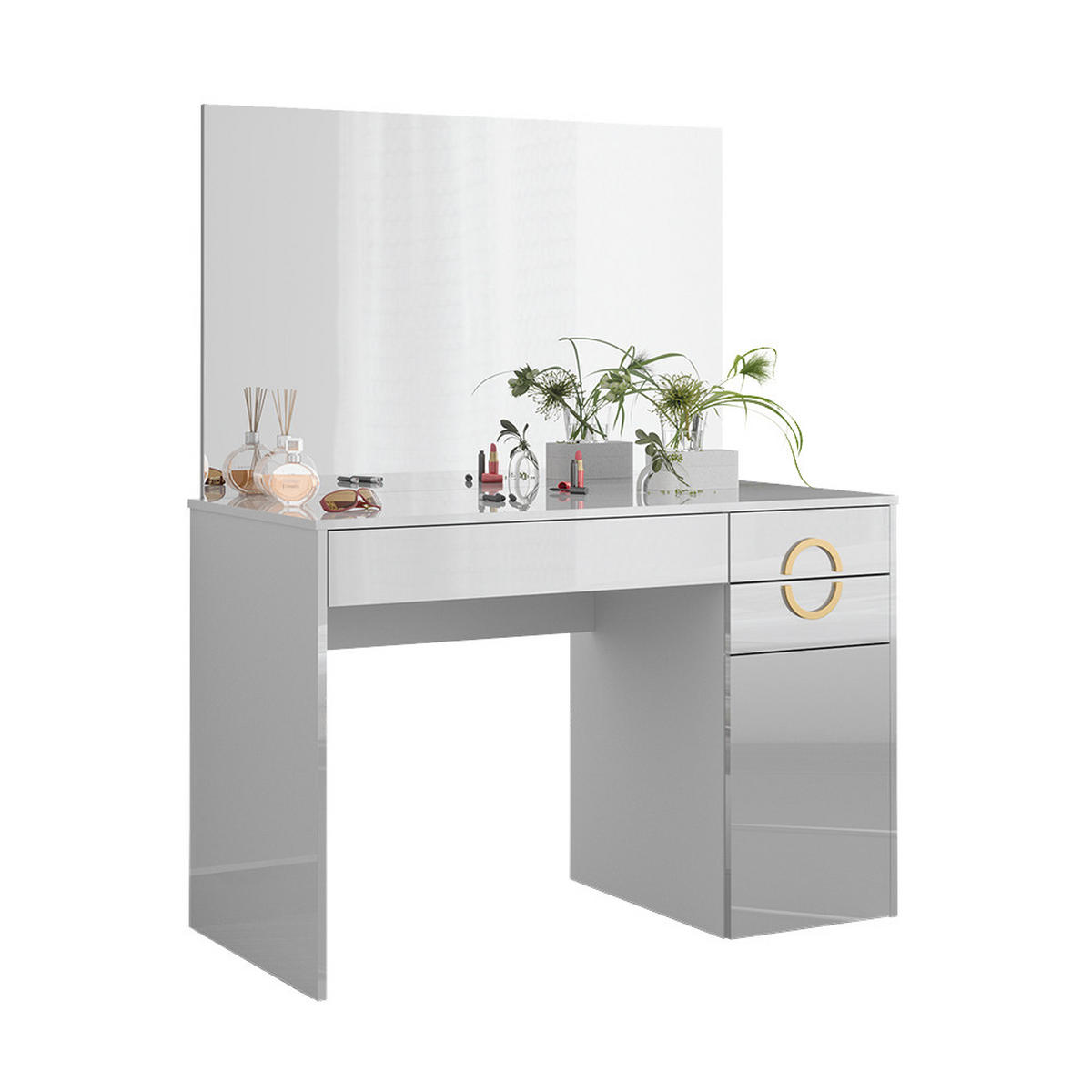 SCHMINKTISCH Adela Weiß 115 cm mit Spiegel - Weiß, Holzwerkstoff (115/76.4/55cm) - Vicco