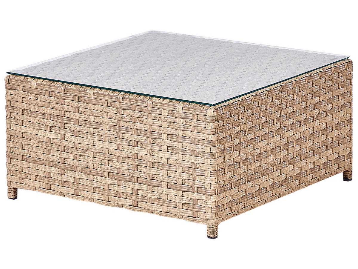 LOUNGE-SET 4-sitzer rechtsseitig PE Rattan Cremeweiß Avola - Weiß/Naturfarben, Kunststoff - Beliani