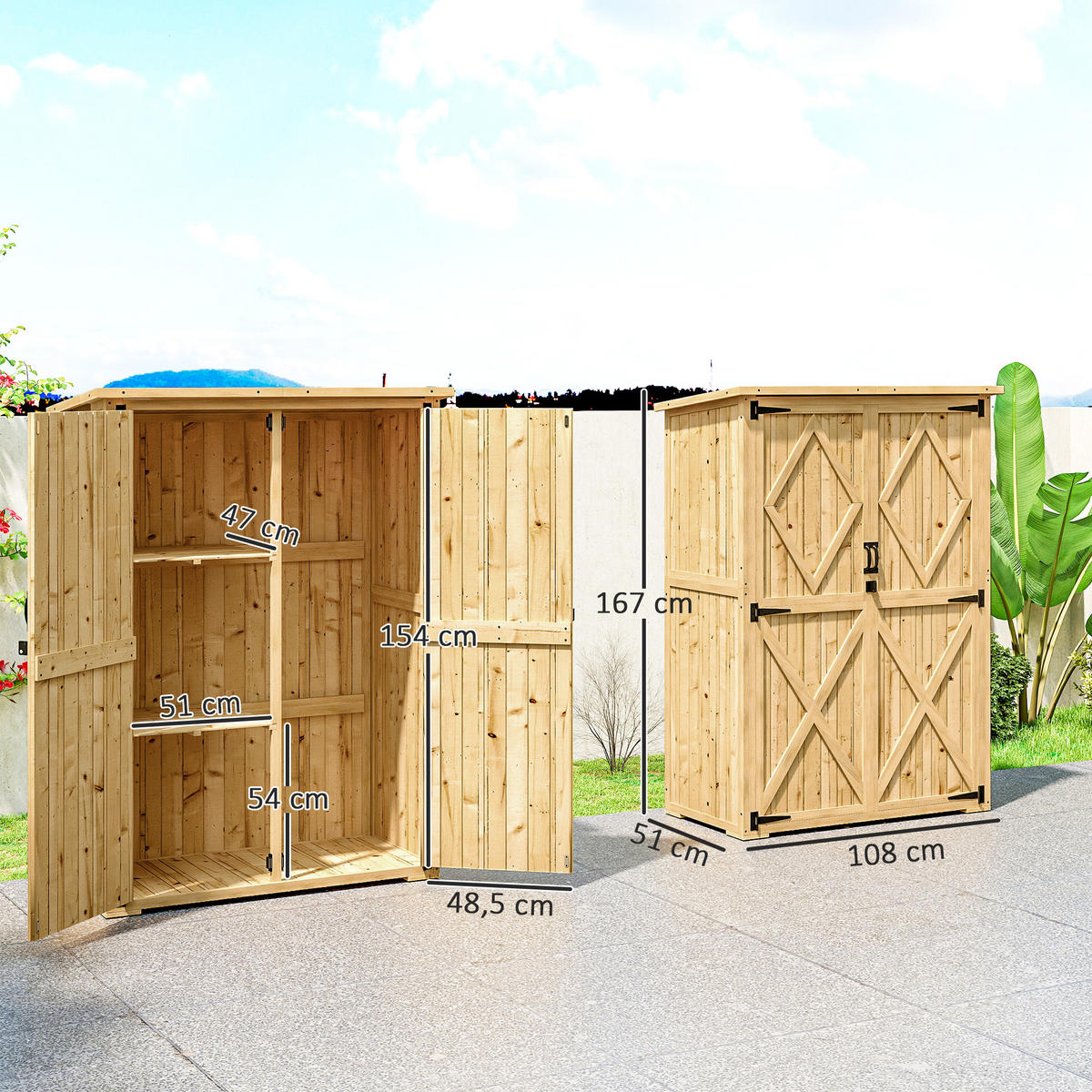 GARTENSCHUPPEN DE-09215 Hellbraun - Naturfarben, Holz (57/167/116.5cm) - ComfortXL